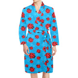 Ladybug Pattern Print Design 02 Men's Long Sleeve Belted Night Robe