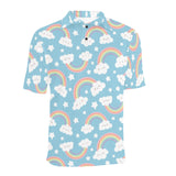 Cute rainbow clound star pattern blue background Men's All Over Print Polo Shirt