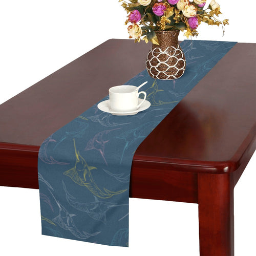 Swordfish Pattern Print Design 02 Table Runner