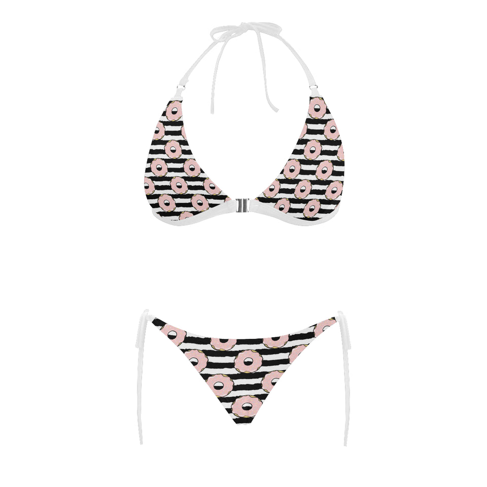 Donuts pink icing striped pattern Sexy Bikinis Two-Piece Swimsuits