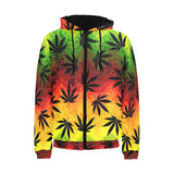 Canabis Marijuana Weed Pattern Print Design 03 Men's Padded Hooded Jacket