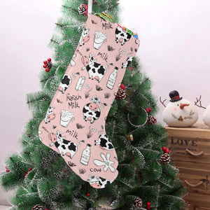 Cows milk product pink background Christmas Stocking