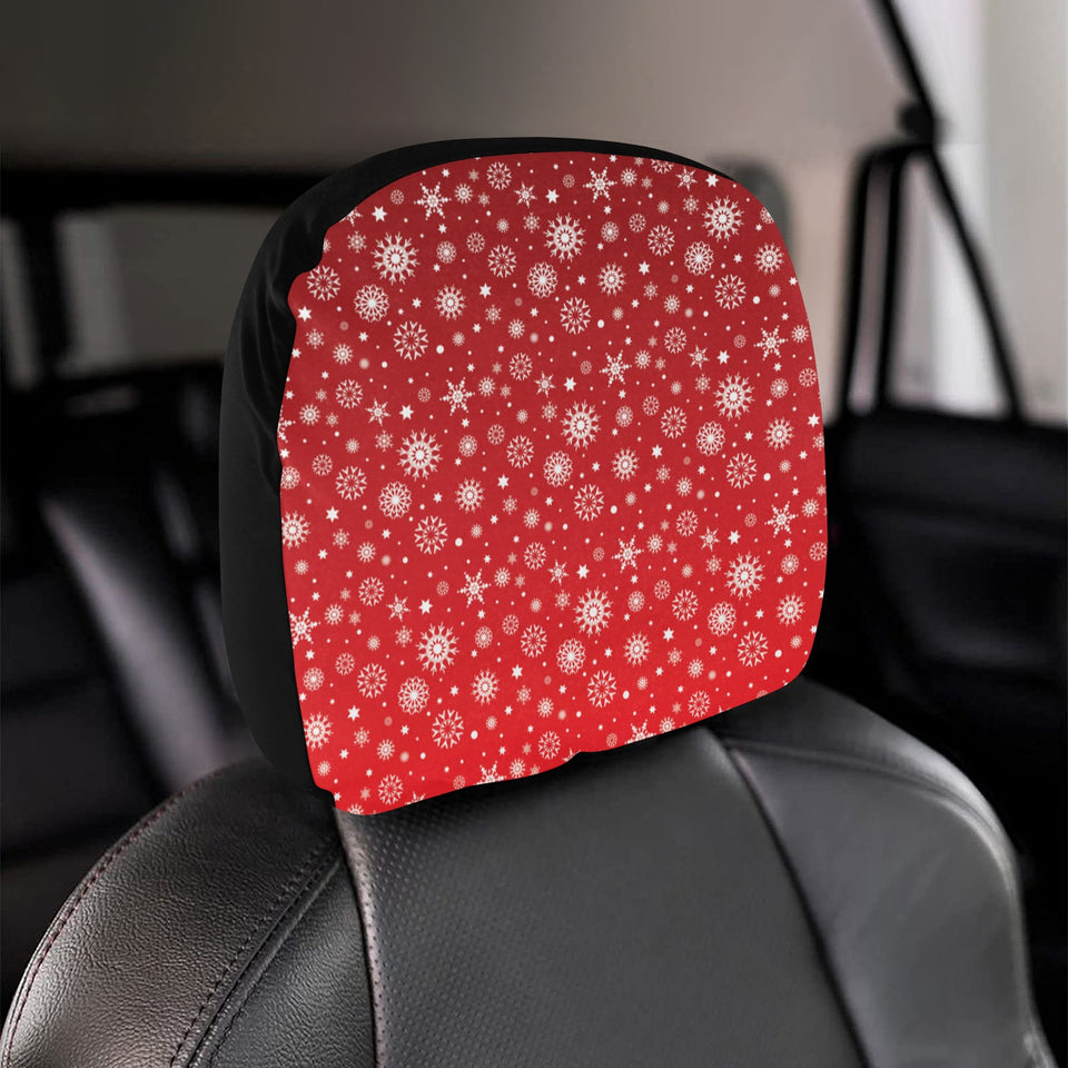Snowflake pattern red background Car Headrest Cover