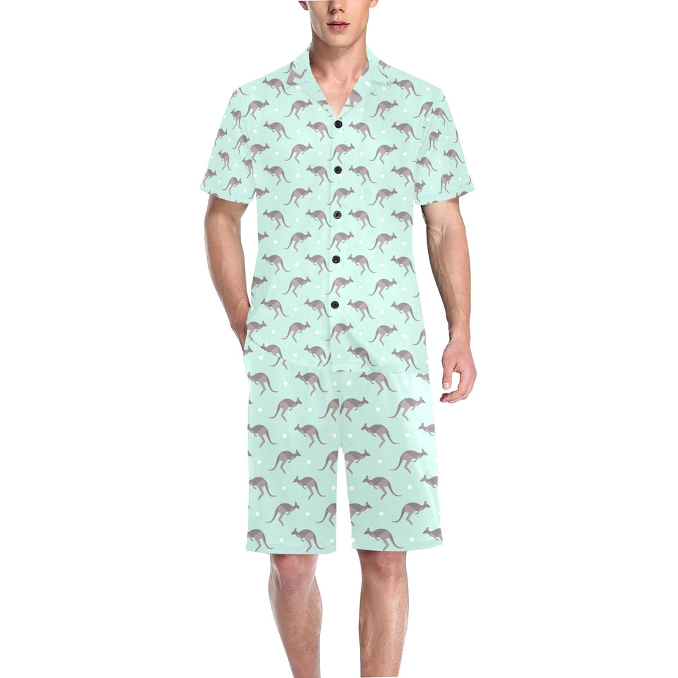 Kangaroo pattern background Men's V-Neck Short Pajama Set