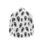 Ninja pattern plaid background Men's Long Sleeve Polo Shirt