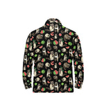 Raccoon watermelon pattern Men's Long Sleeve Polo Shirt