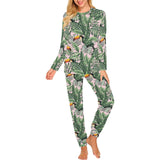 Toucan tropical green jungle palm pattern Women's All Over Print Pajama Set