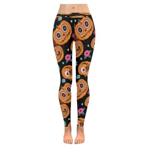 Pumpkin flowers spiderweb Halloween theme Women's Legging Fulfilled In US