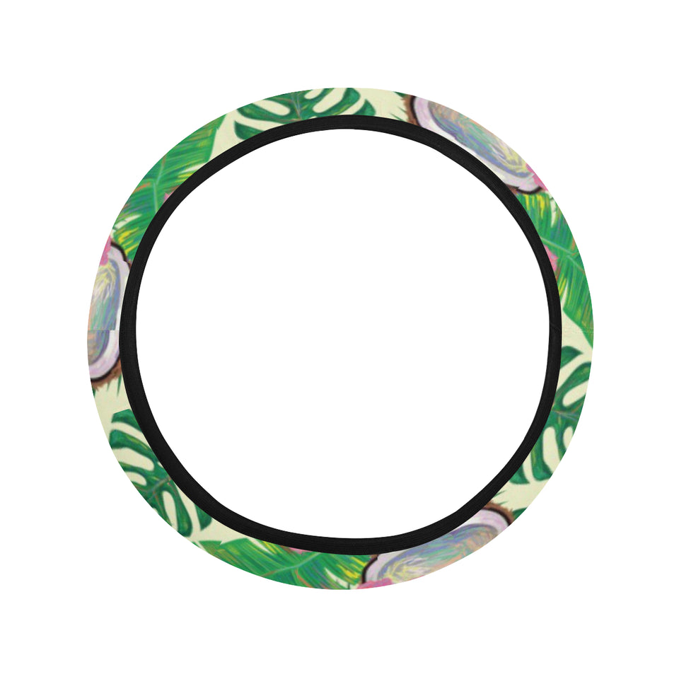 Coconut Pattern Print Design 01 Car Steering Wheel Cover