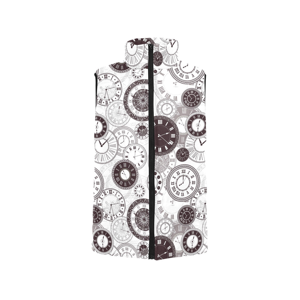 Classic vintage clock pattern Women's Padded Vest