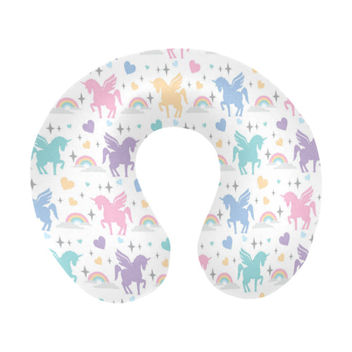 colorful unicorn rainbow heart pattern U-Shaped Travel Neck Pillow