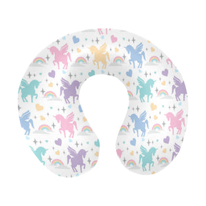 colorful unicorn rainbow heart pattern U-Shaped Travel Neck Pillow