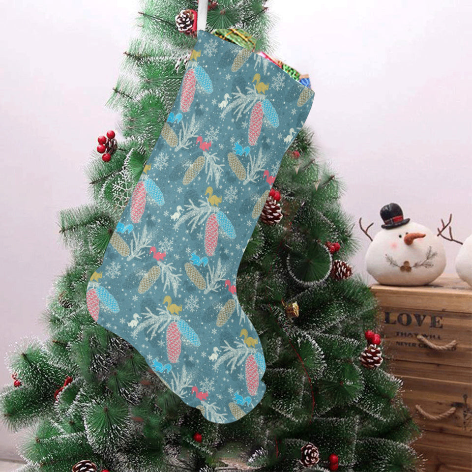 Squirrel Pattern Print Design 01 Christmas Stocking