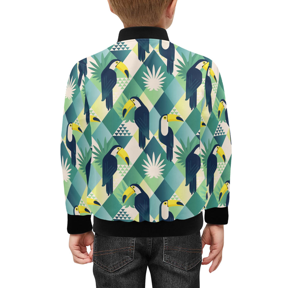 Toucan tropical leaves design pattern Kids' Boys' Girls' Bomber Jacket