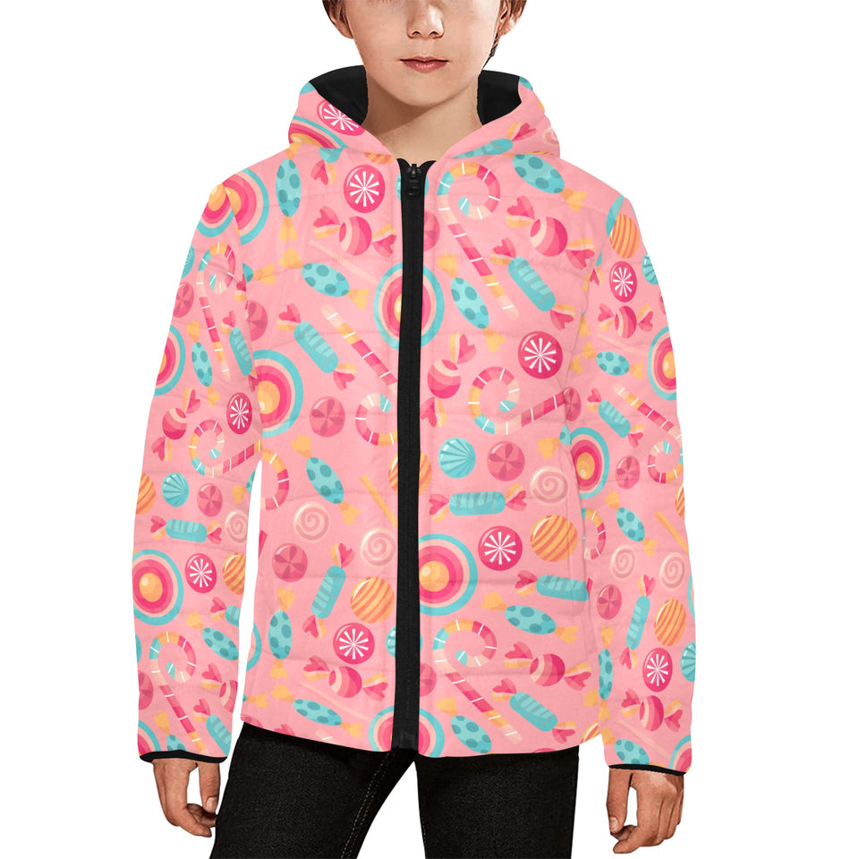 Colorful candy pattern Kids' Boys' Girls' Padded Hooded Jacket
