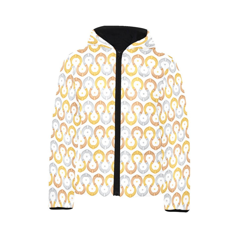Horseshoes Pattern Print Design 03 Kids' Boys' Girls' Padded Hooded Jacket