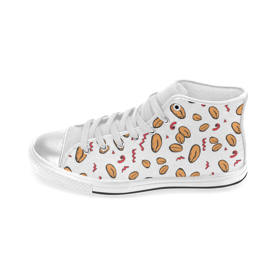 peanuts pattern background Women's High Top Canvas Shoes White