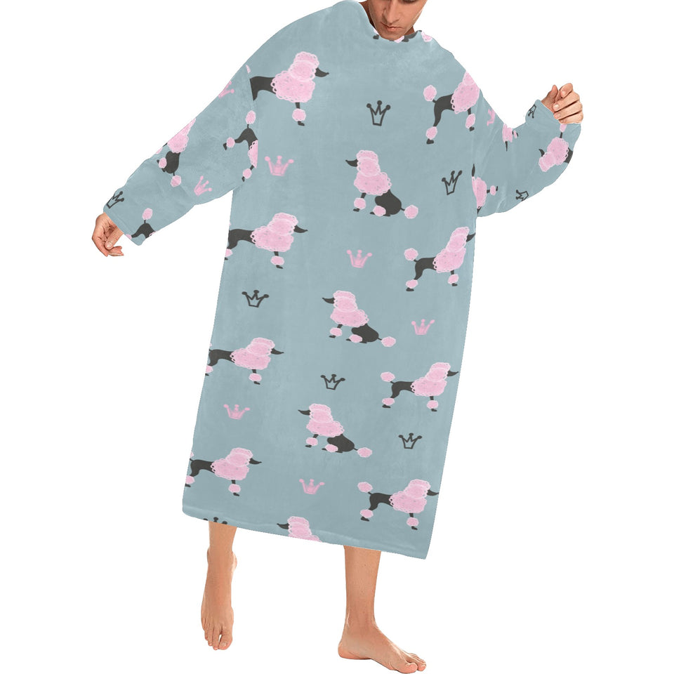 poodle dog pattern Blanket Robe with Sleeves