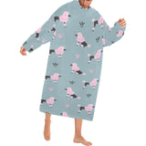 poodle dog pattern Blanket Robe with Sleeves