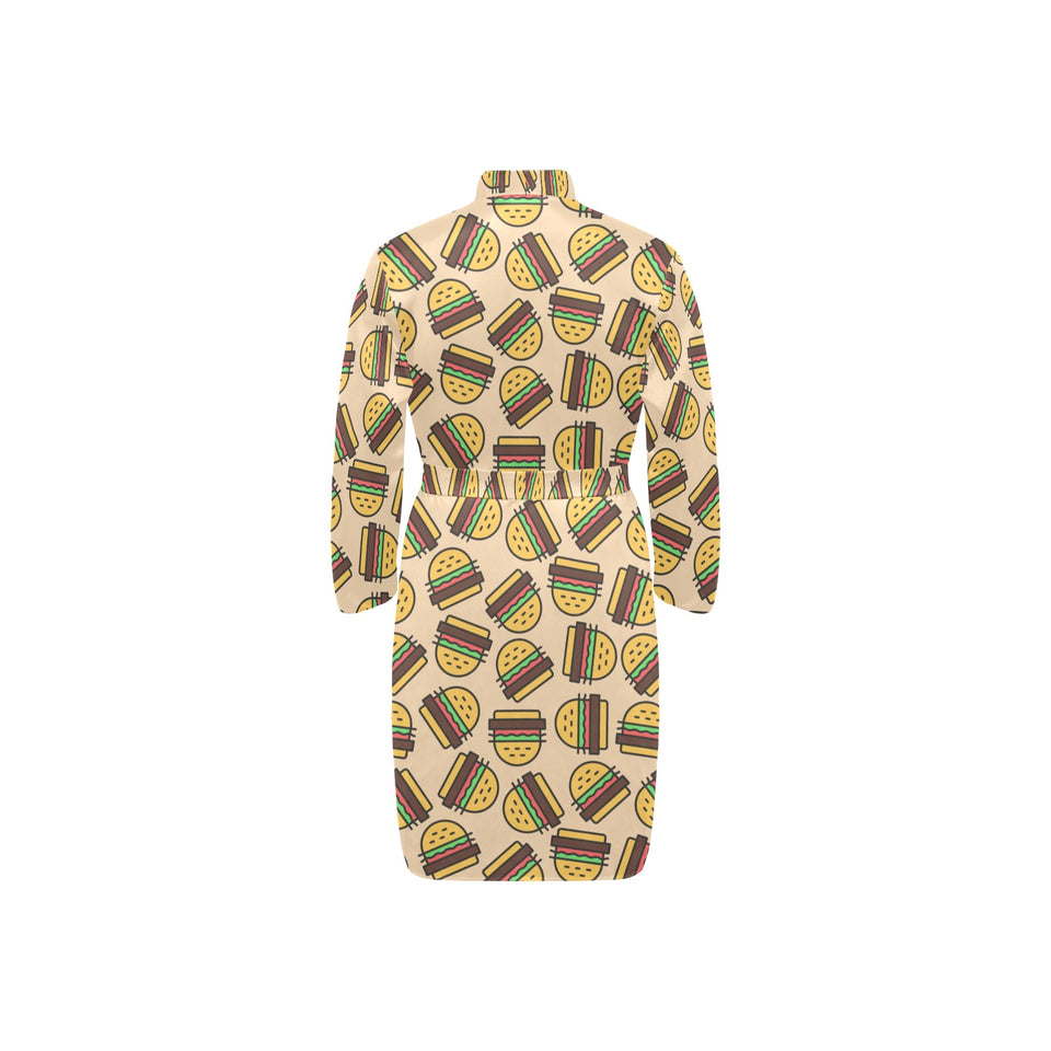 Hamburger Pattern Print Design 01 Men's Long Sleeve Belted Night Robe