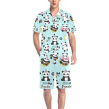 Cute baby panda pattern Men's V-Neck Short Pajama Set