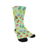 Colorful donut pattern green background Crew Socks