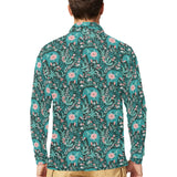 Elephants jungle pattern Men's Long Sleeve Polo Shirt