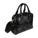 Spider web pattern Black background white cobweb Shoulder Handbag