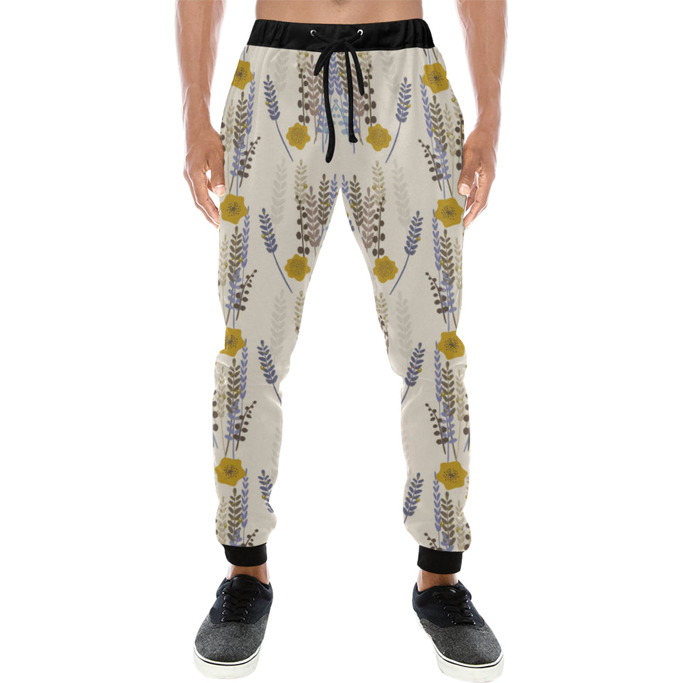 Lavender modern pattern blackground Unisex Casual Sweatpants