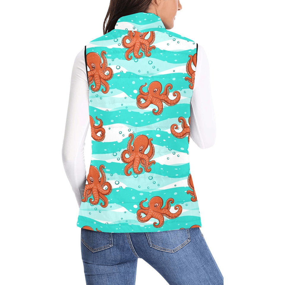 Octopuses sea wave background Women's Padded Vest