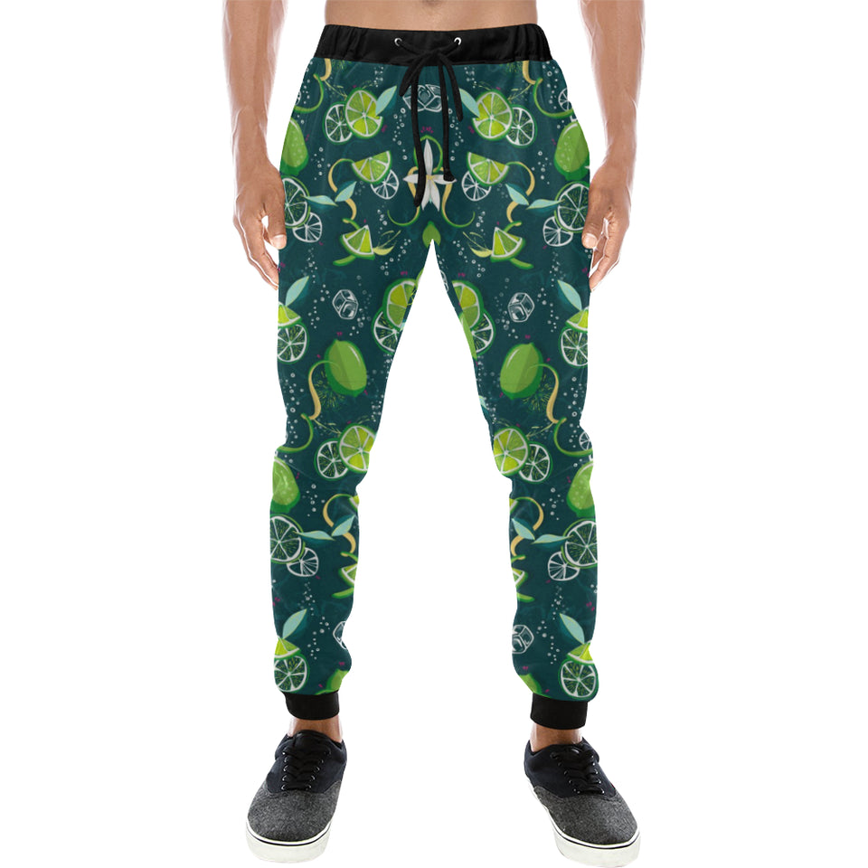 Lime ice flower pattern Unisex Casual Sweatpants