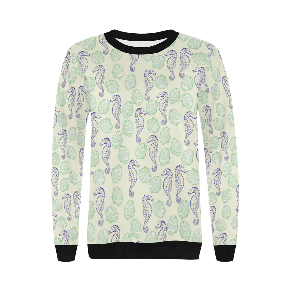 Seahorse shell pattern Women's Crew Neck Sweatshirt