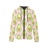 Avocado heart pink background Women's Padded Hooded Jacket