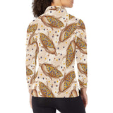 Corn Pattern Print Design 03 Women's Long Sleeve Polo Shirt