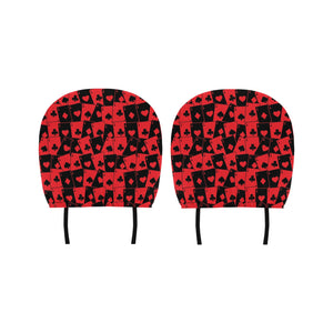 Casino Cards Suits Pattern Print Design 02 Car Headrest Cover