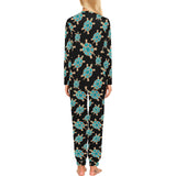 Sea turtle blue stone pattern Women's All Over Print Pajama Set