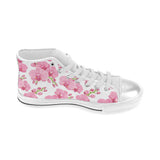 pink purple orchid pattern background Women's High Top Canvas Shoes White