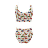 Corgi Christmas Pattern Chest Bowknot High Waisted Bikini Swimsuit