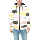 Whale dot pattern Men's Padded Hooded Jacket