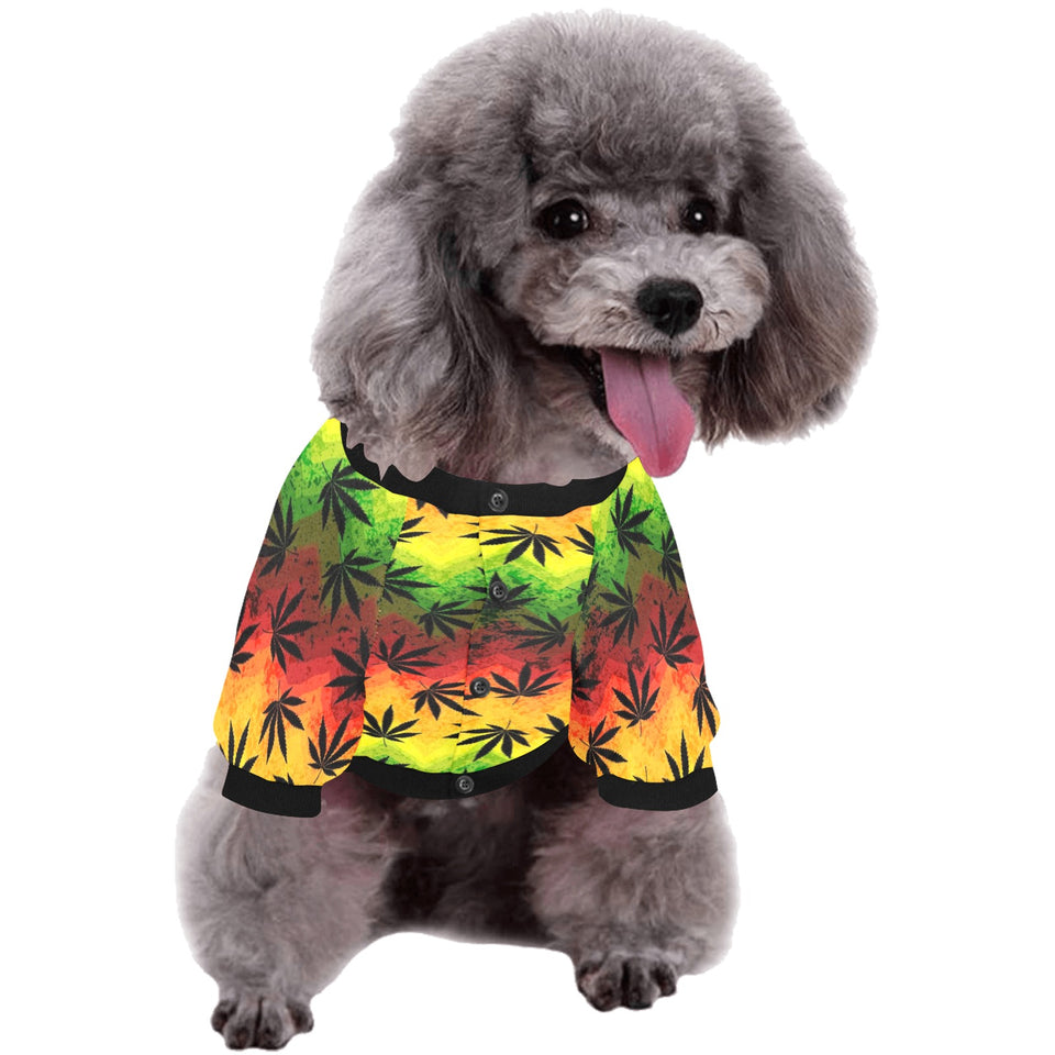 Canabis Marijuana Weed Pattern Print Design 03 All Over Print Pet Dog Round Neck Fuzzy Shirt
