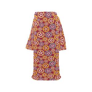 Gear Pattern Print Design 04 Blanket Robe with Sleeves