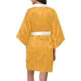 Orange traditional indian element pattern Women's Short Kimono Robe