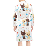 Cute Chihuahua dog pattern Men's Long Sleeve Belted Night Robe