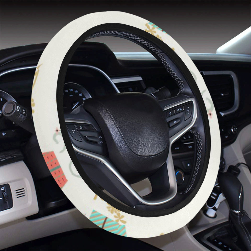 Bicycle Pattern Print Design 05 Car Steering Wheel Cover