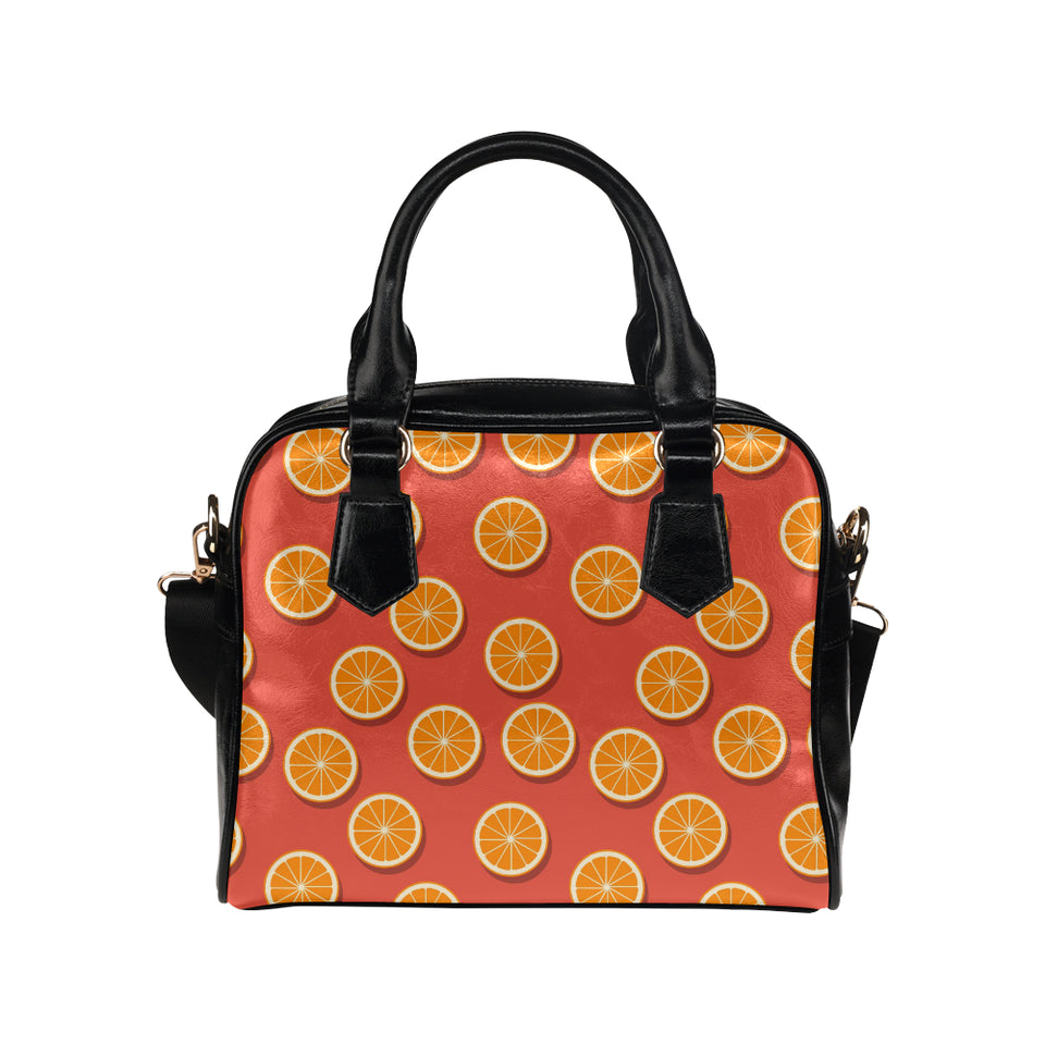 Oranges pattern red background Shoulder Handbag