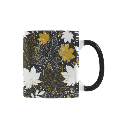 Beautiful gold autumn maple leaf pattern Morphing Mug Heat Changing Mug