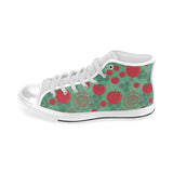 Tomato design pattern Men's High Top Canvas Shoes White