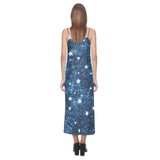 Night sky star pattern V-Neck Open Fork Long Dress