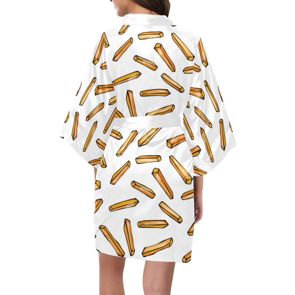 French fries potato pattern Women's Short Kimono Robe