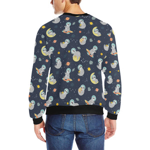 Cute sloth astronaut star planet rocket pattern Men's Crew Neck Sweatshirt